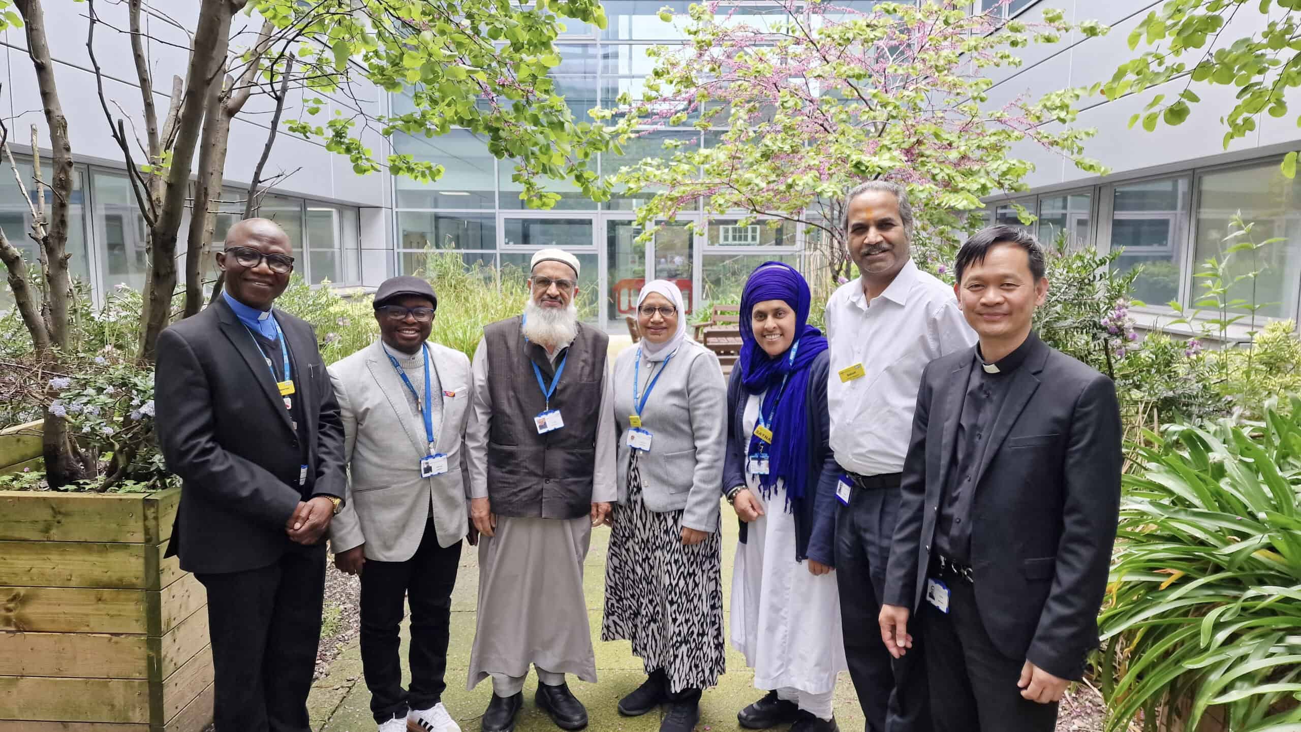 Chaplaincy team outside the Multi-faith Spiritual Care Centre at the Birmingham Treatment Centre